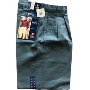 CHAPS RALPH LAUREN Cotton Twills Pleated Wrinkle-free Relaxed Fit Pants